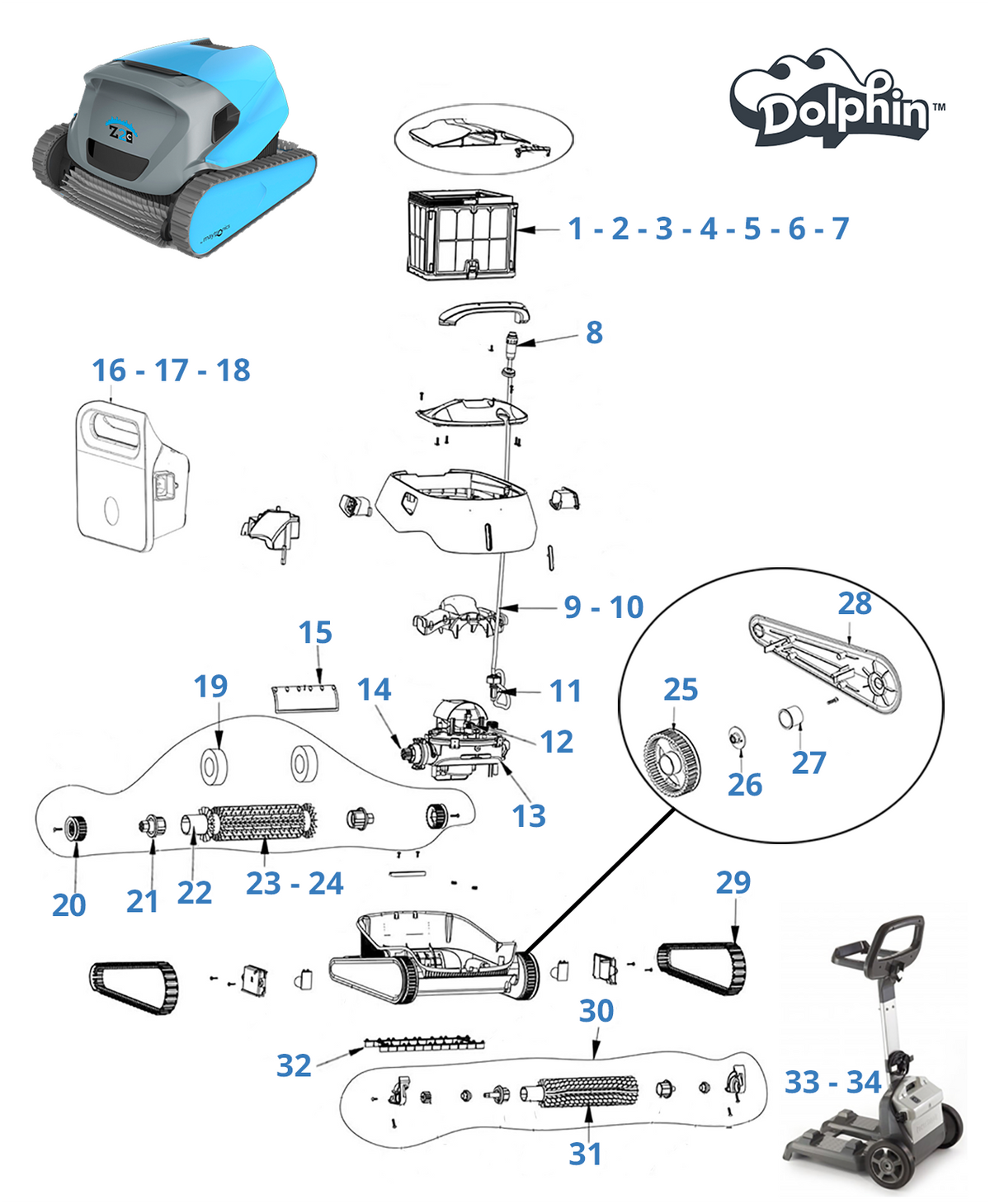 Peças de substituição para Dolphin Zenit Z2C