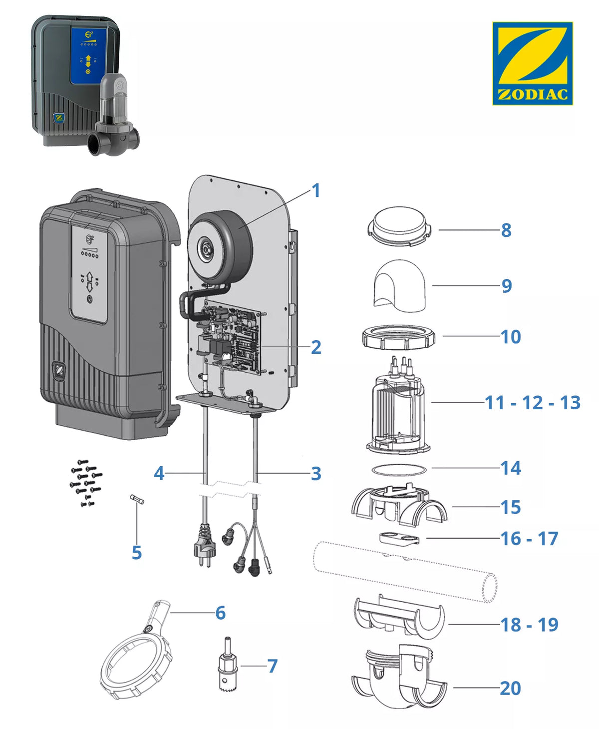 Recambios clorador Zodiac Ei2