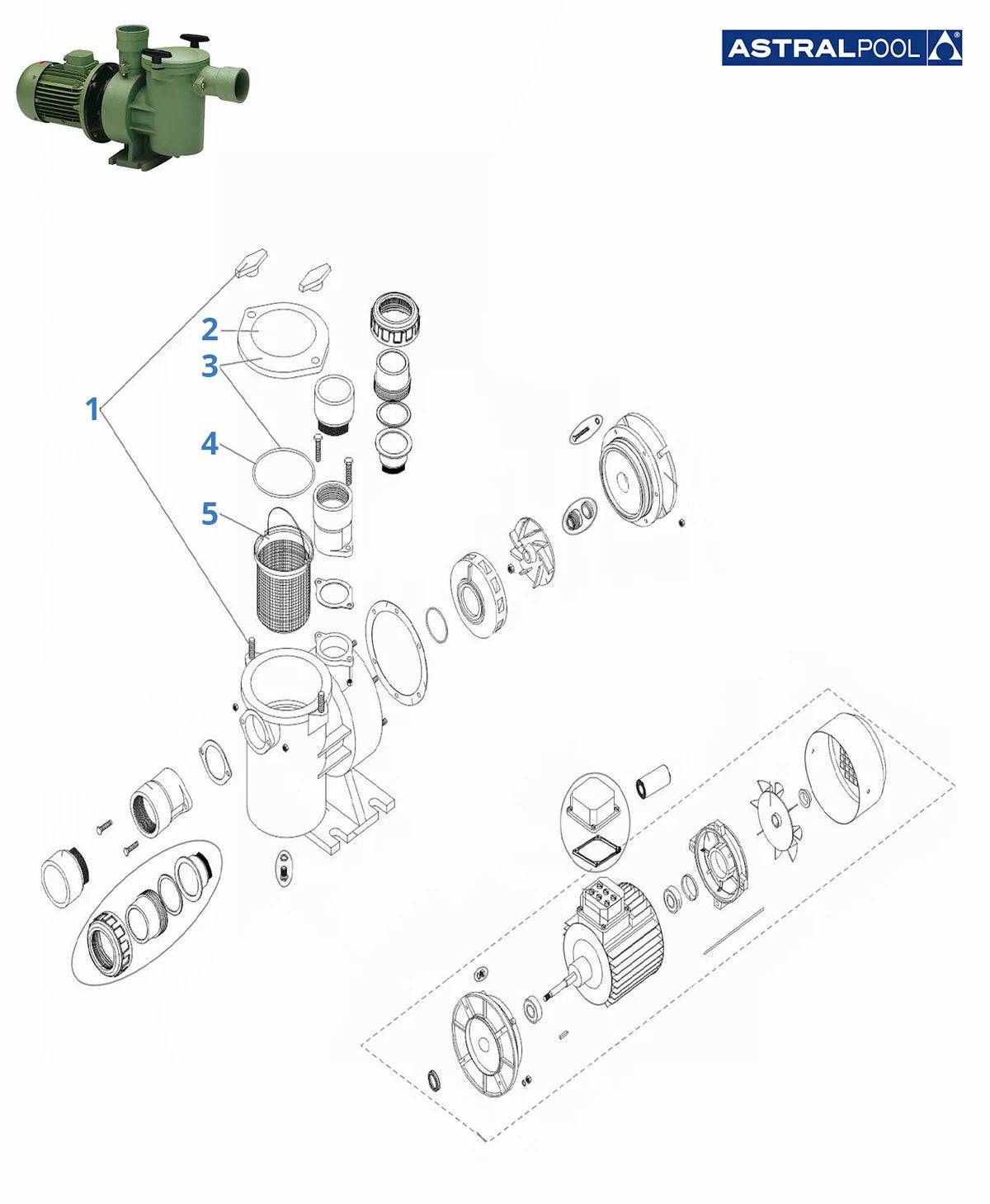 Onderdelen pomp Astralpool Aral SP-3000