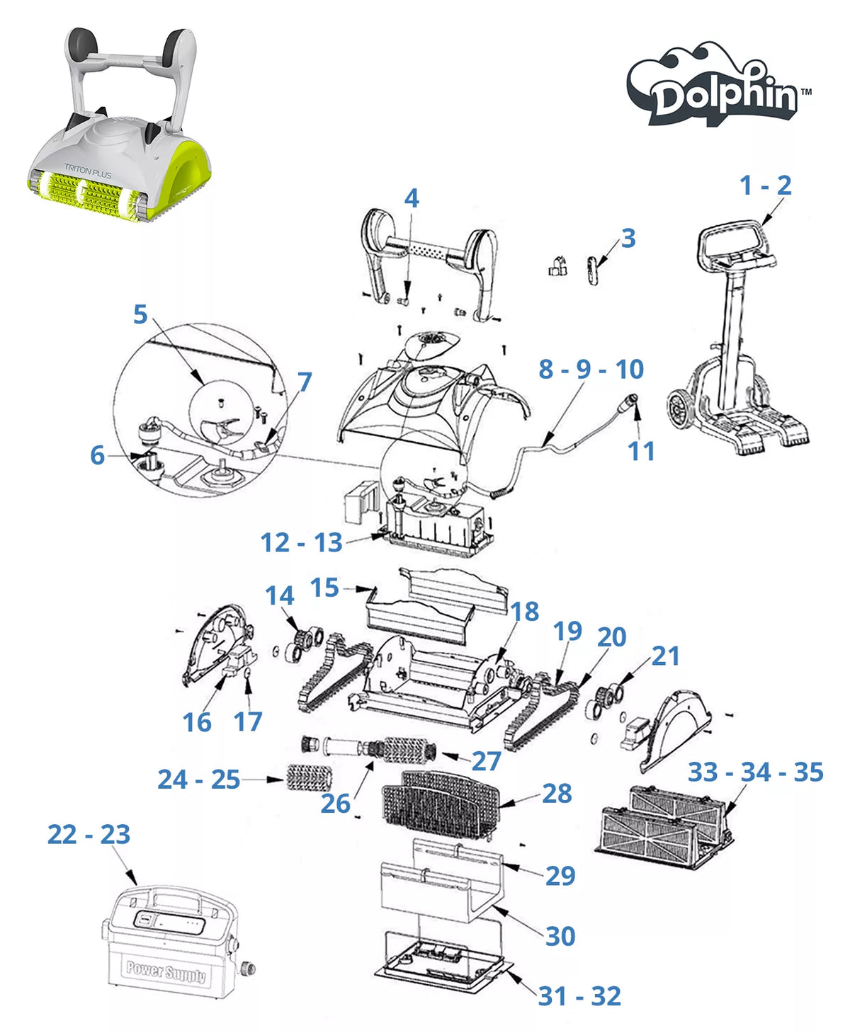 Spare parts for Dolphin Triton Plus