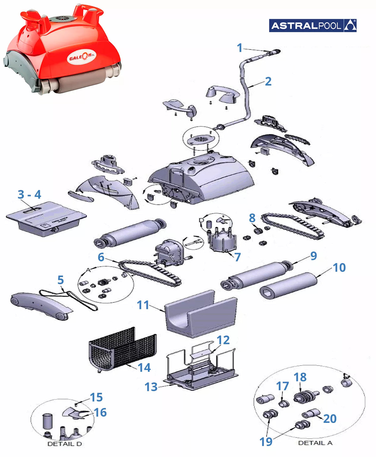 Recambios Astralpool Galeon FL