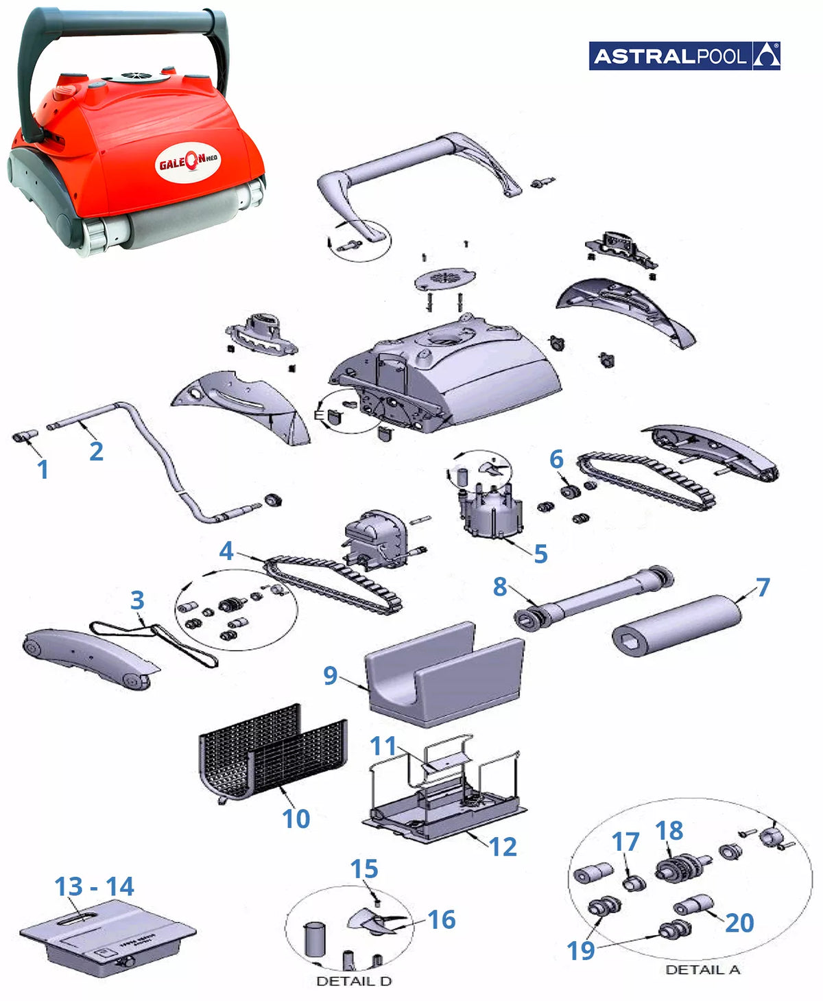 Recambios Astralpool Galeon MD