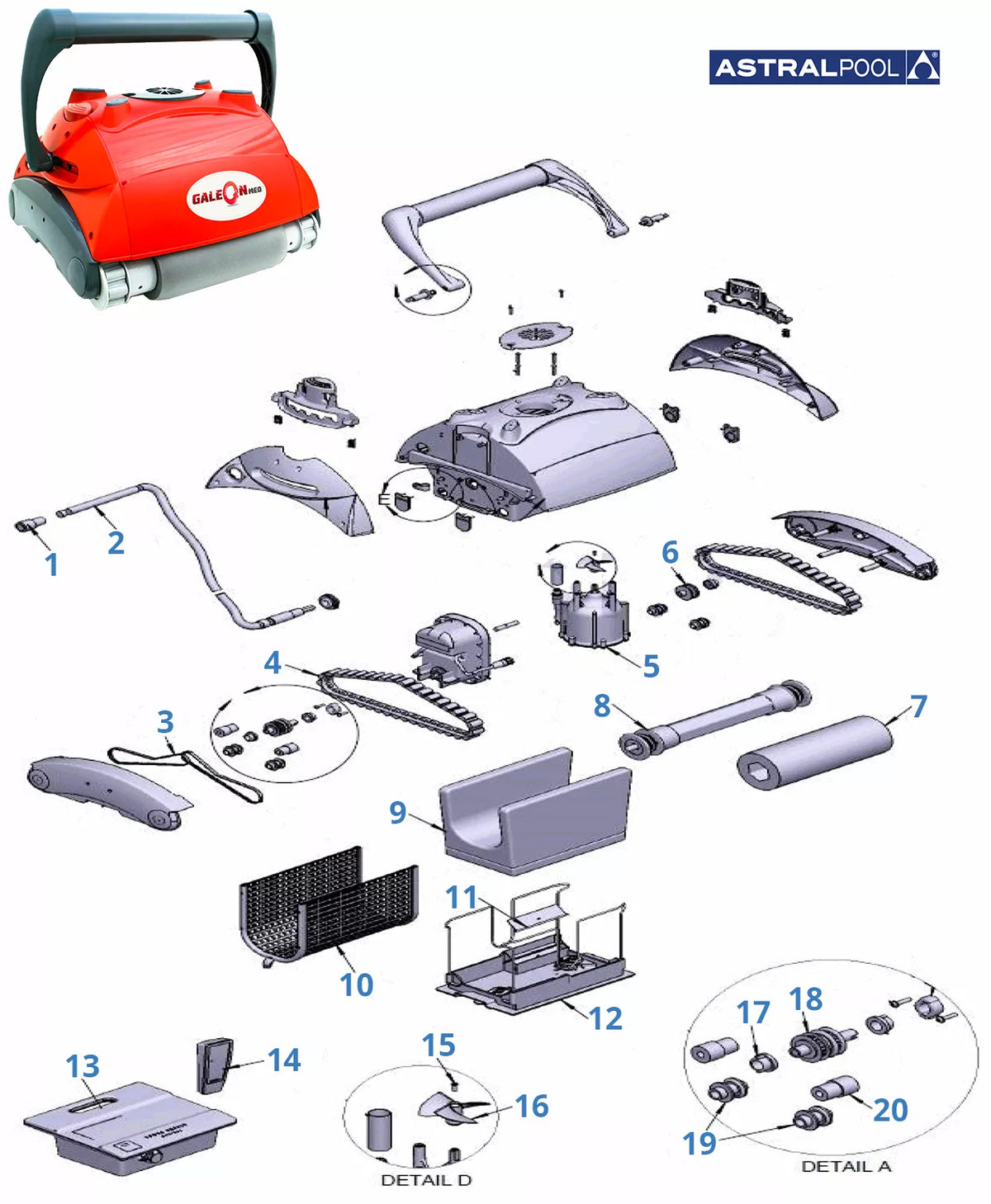 Recambios Astralpool Galeon RC
