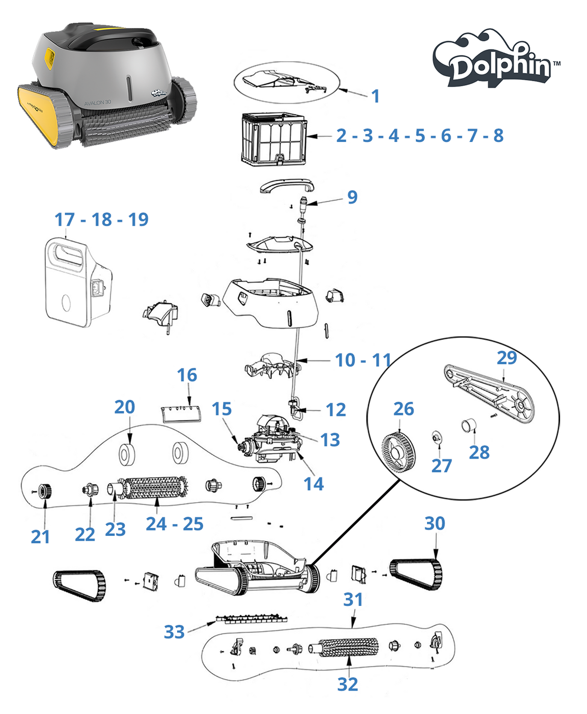 Spare parts for Dolphin Avalon 30