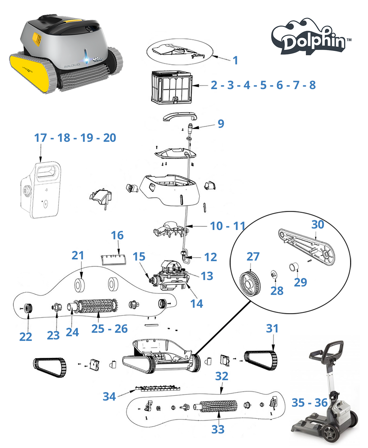 Recambios para Dolphin Avalon 40i