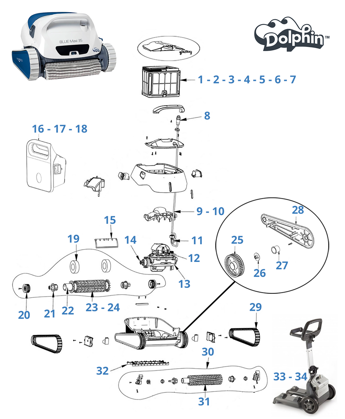 Recambios para Dolphin Blue Maxi 35