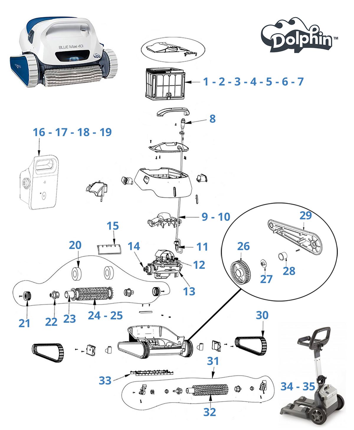 Ricambi per Dolphin Blue Maxi 40i
