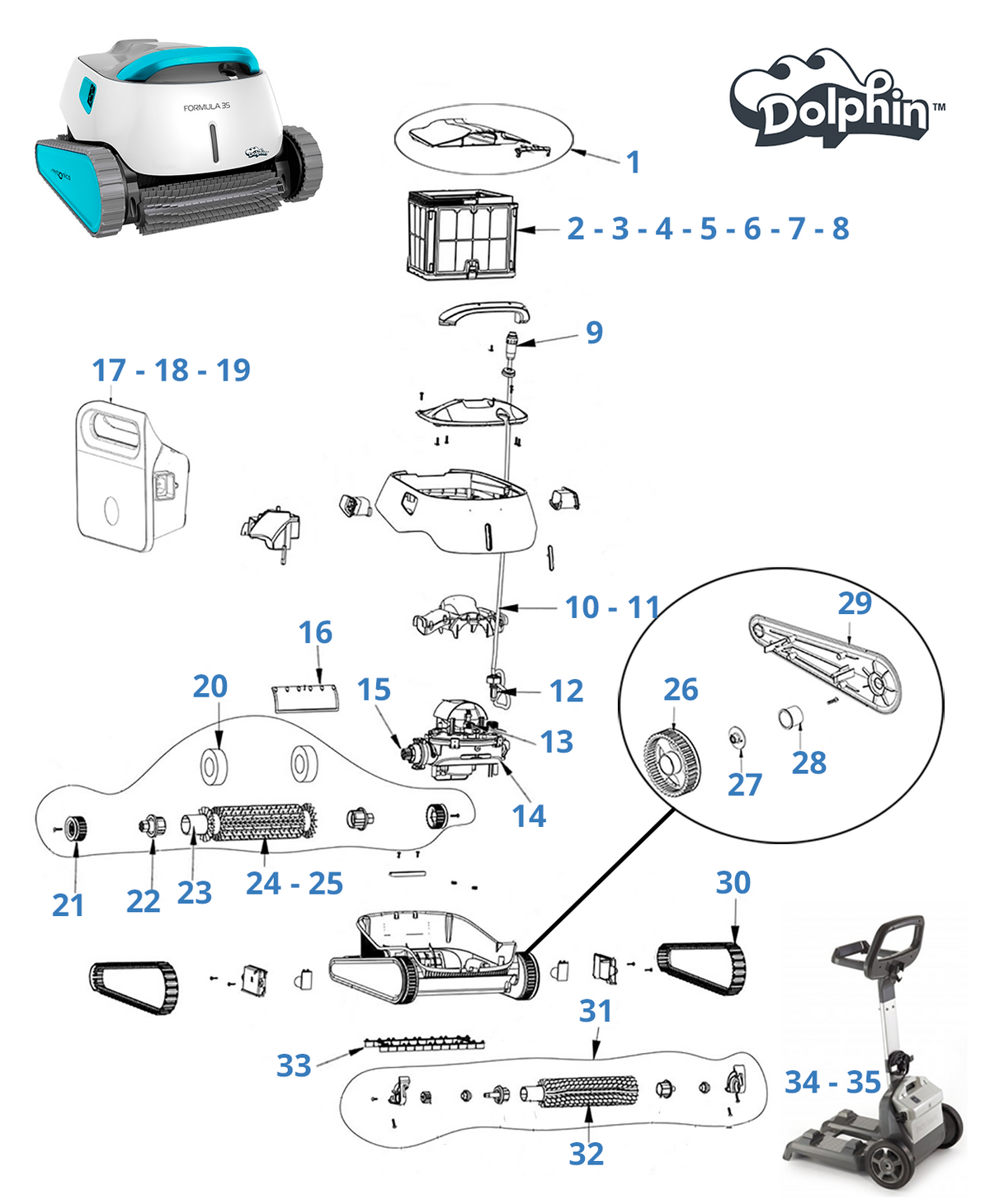 Onderdelen voor Dolphin Formule 35