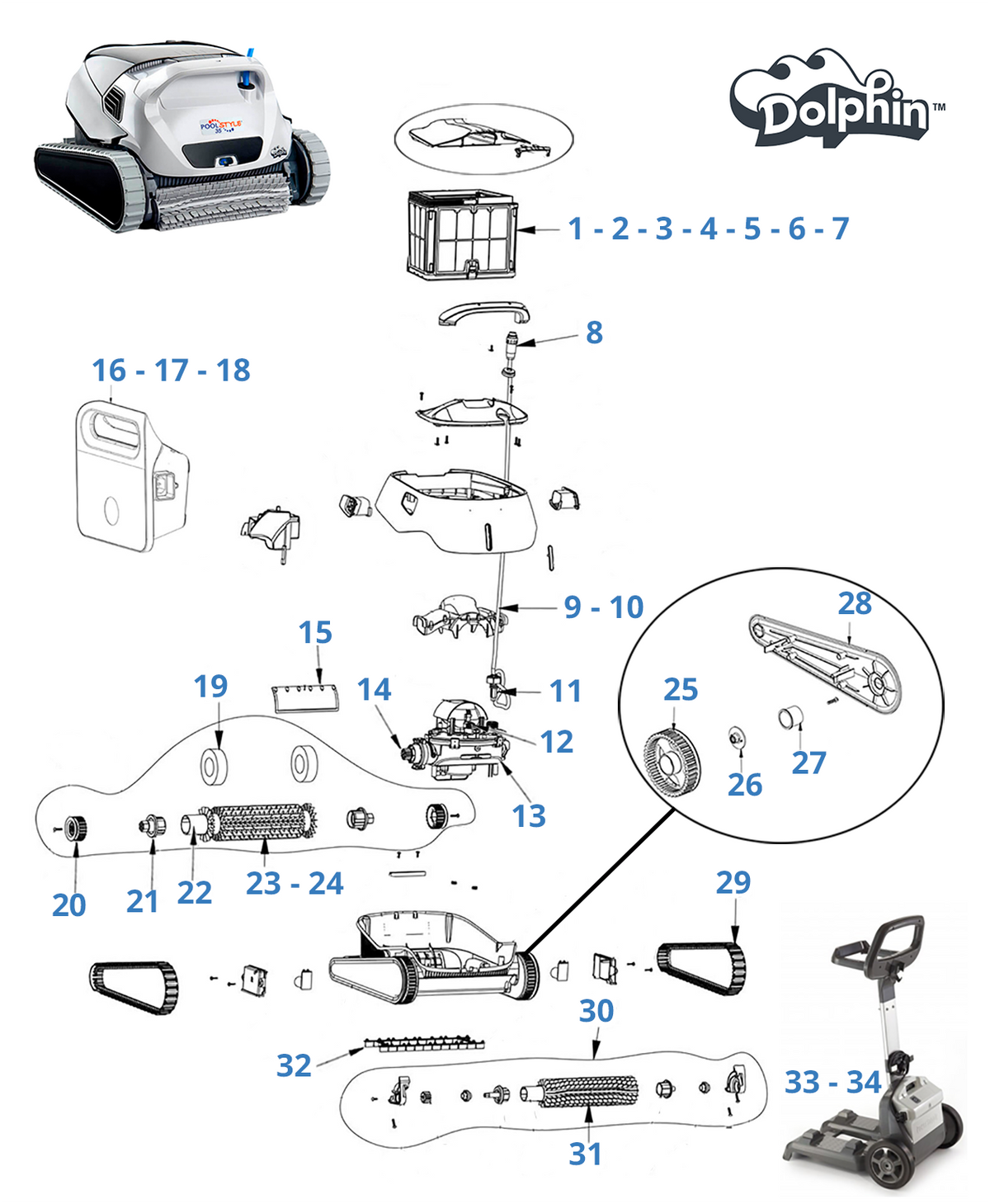 Recambios para Dolphin PoolStyle 35