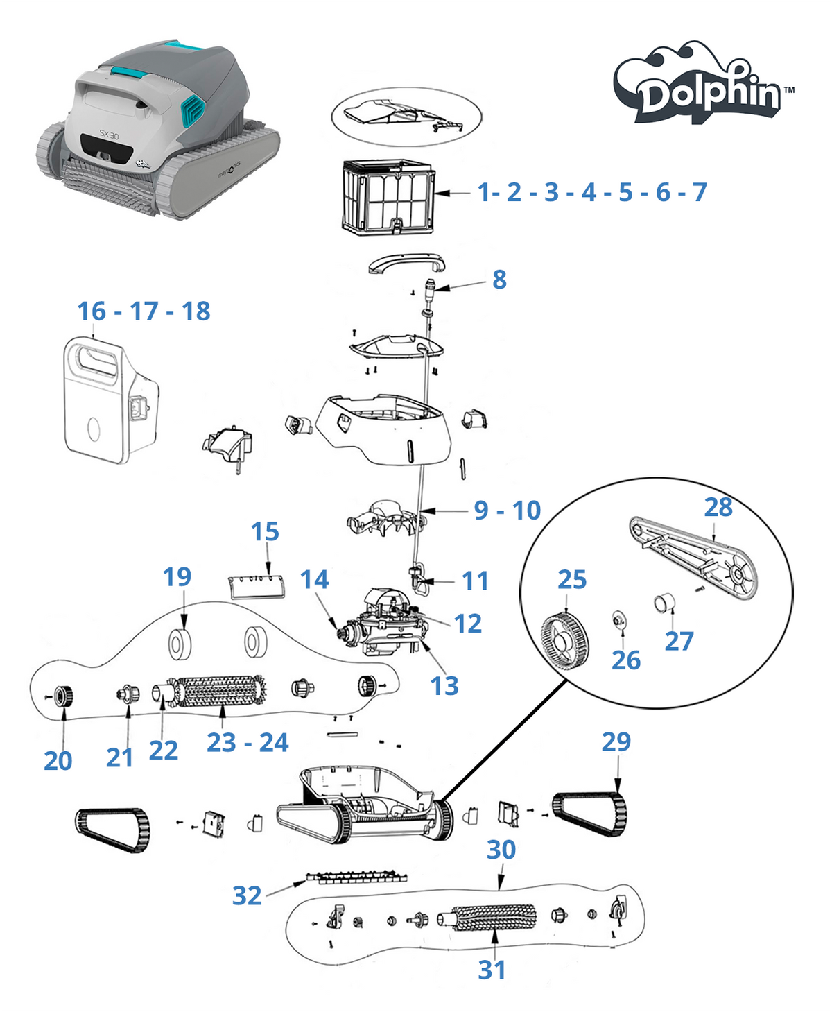 Pièces détachées pour Dolphin SX 30