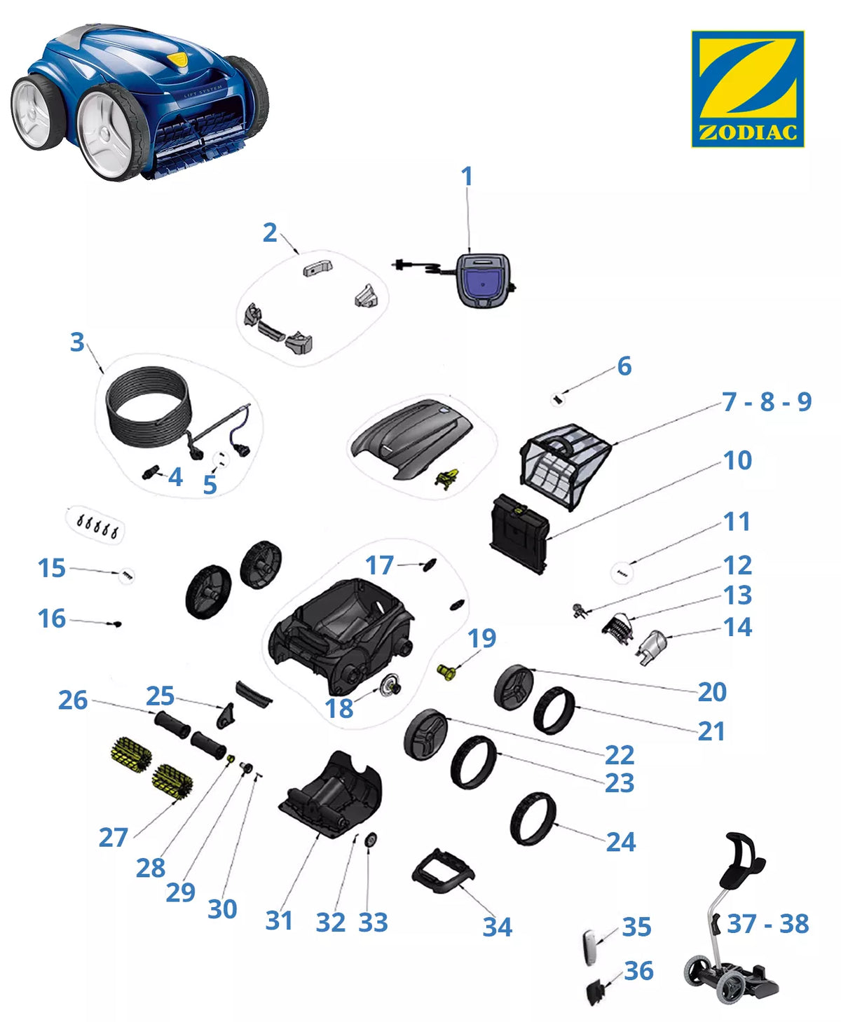 Spare parts Zodiac RV 4550