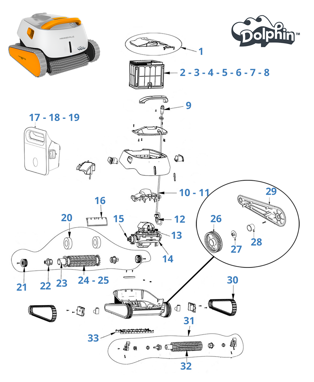 Spare parts for Dolphin Hammer Plus
