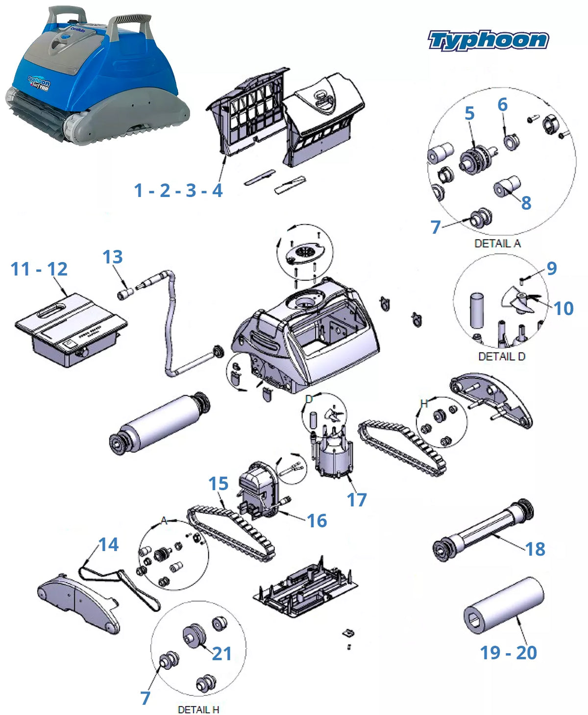 Peças de substituição Typhoon Surf Top