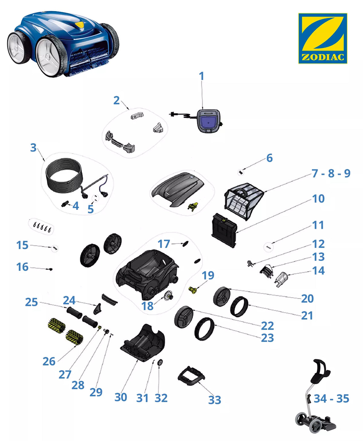 Spare parts Zodiac RV 4200 Tile