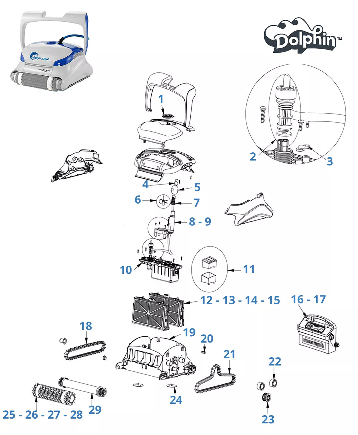 Onderdelen voor Dolphin Maximus X60