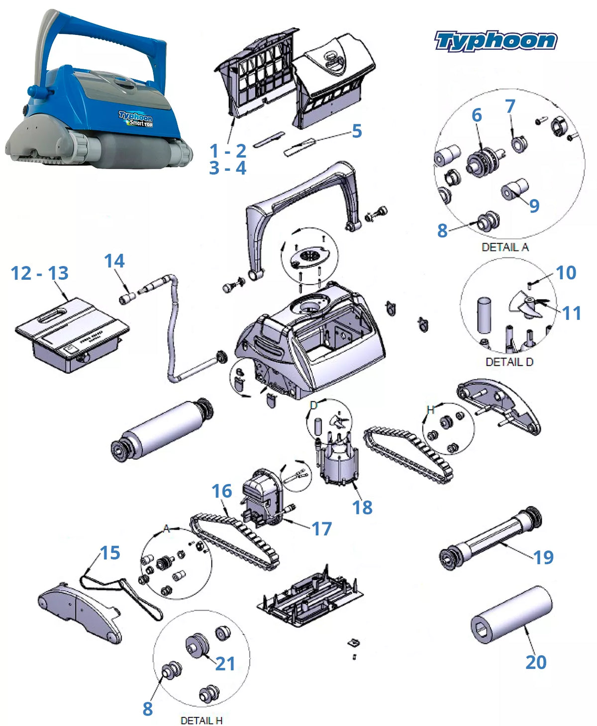 Peças de substituição Typhoon Smart Top
