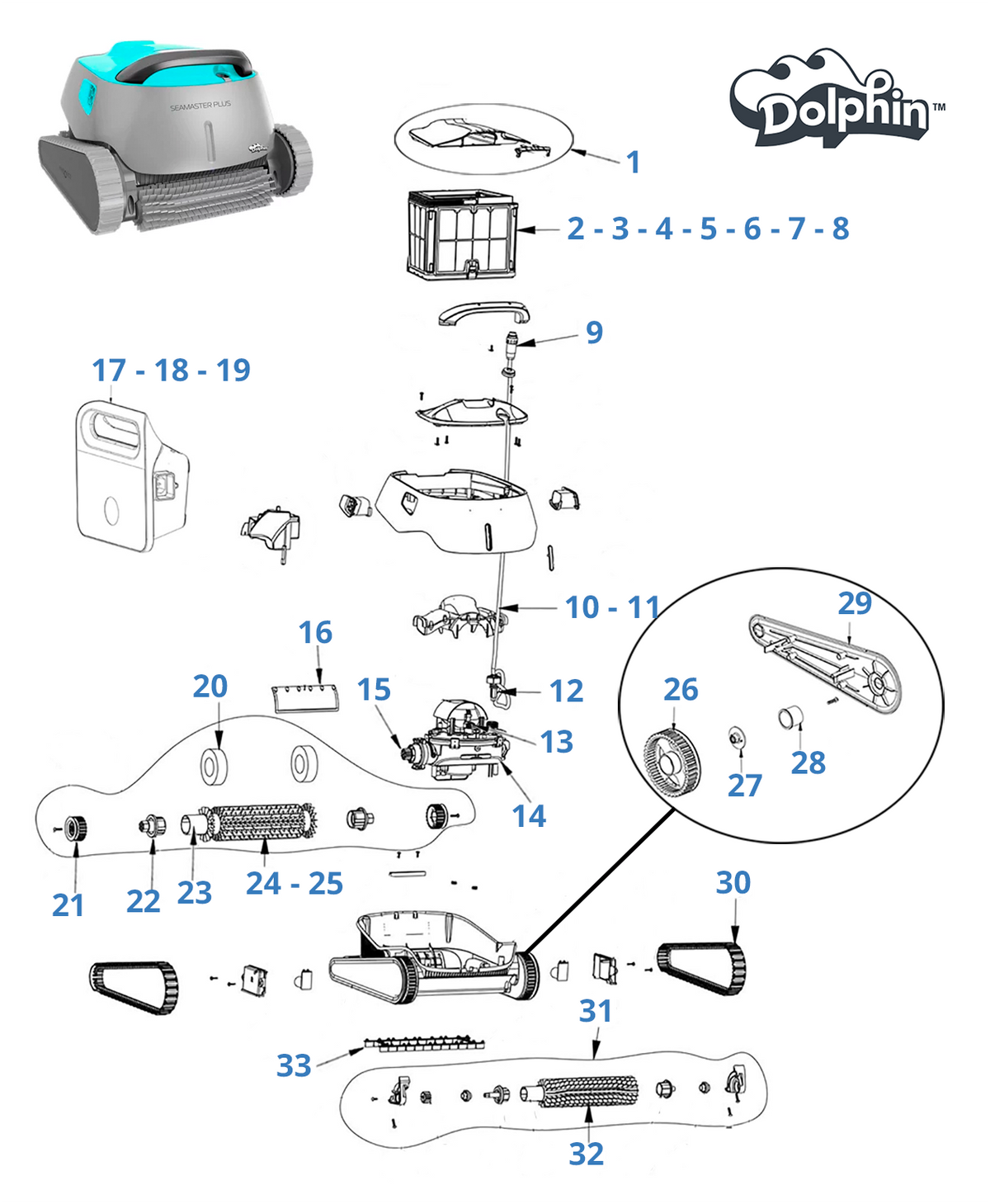 Onderdelen voor Dolphin Seamaster Plus
