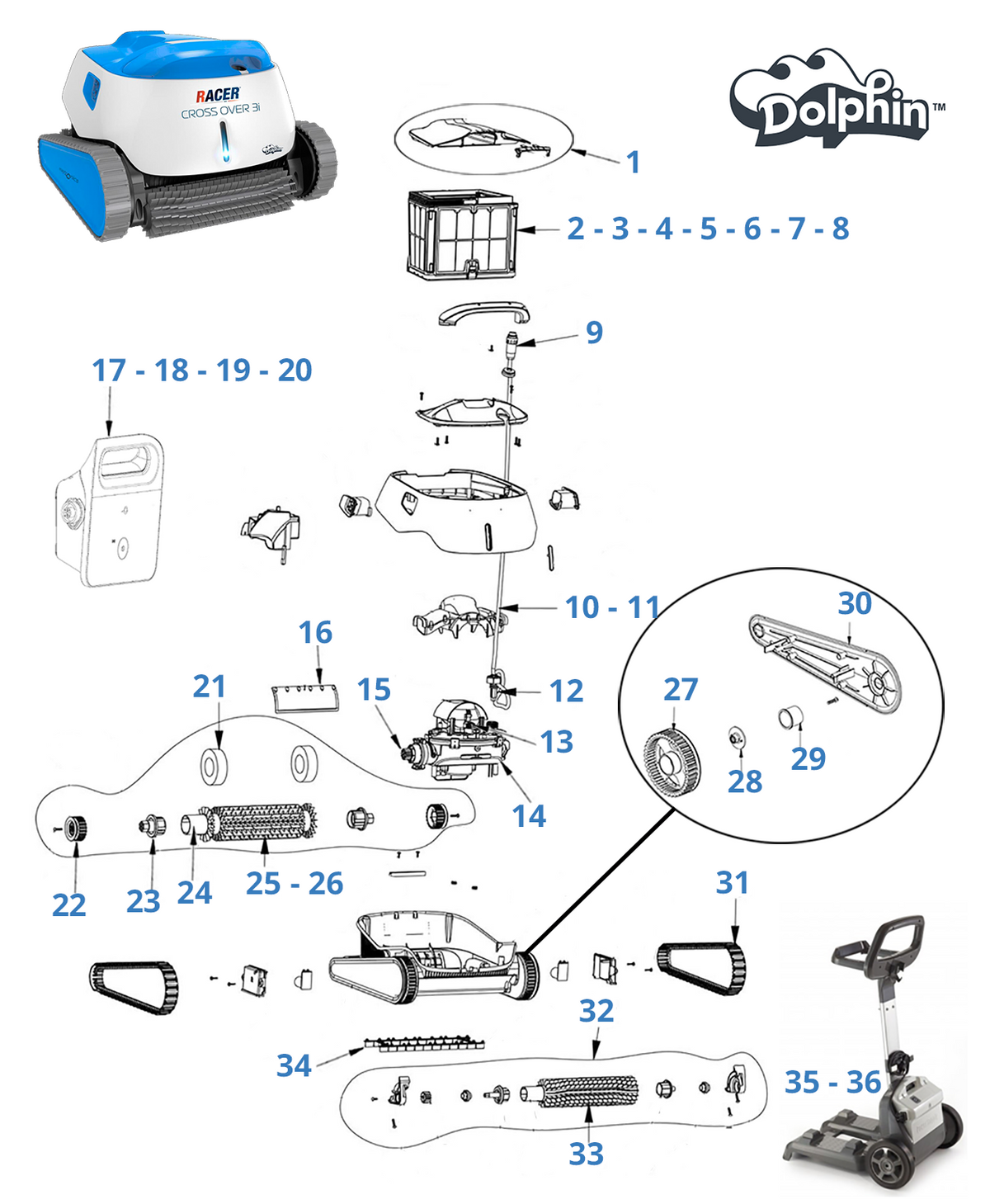 Recambios para Dolphin Racer Cross Over 3i