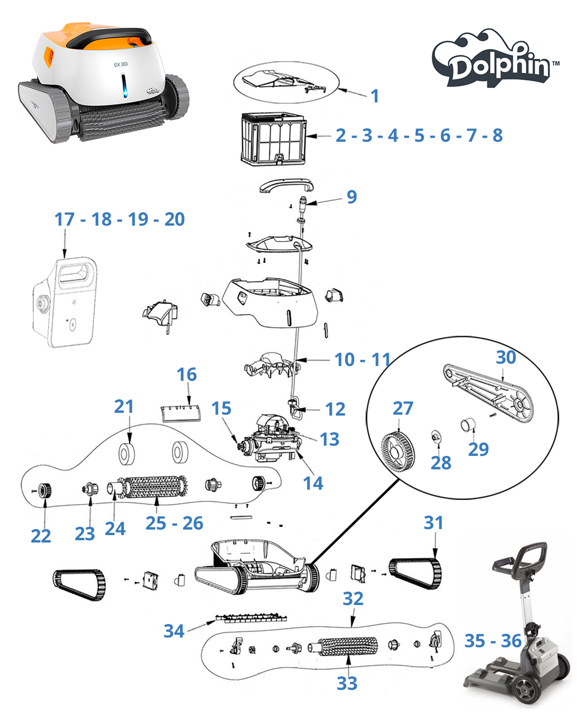 Recambios para Dolphin EX 30i