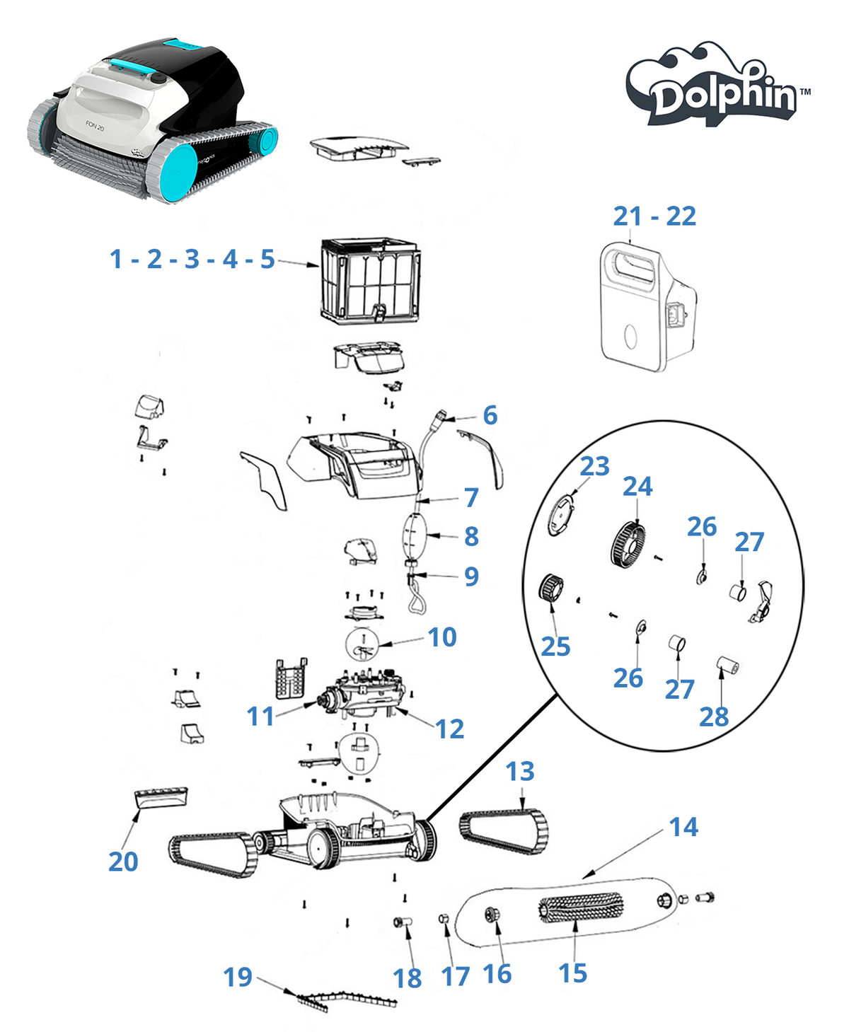 Ricambi per Dolphin Fon 20