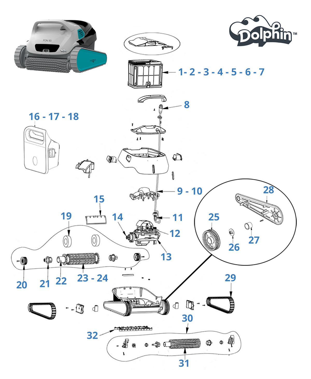 Ricambi per Dolphin Fon 30