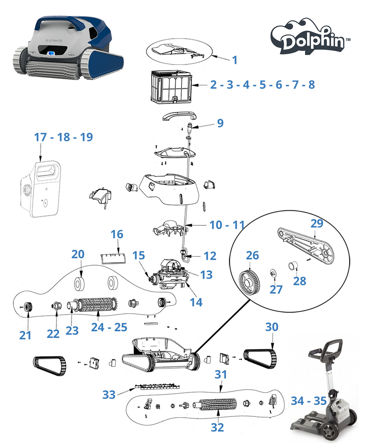 Spare parts for Dolphin Blue Maxi 50i