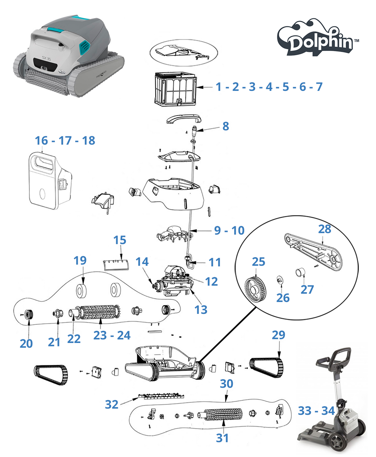 Recambios para Dolphin SX 35