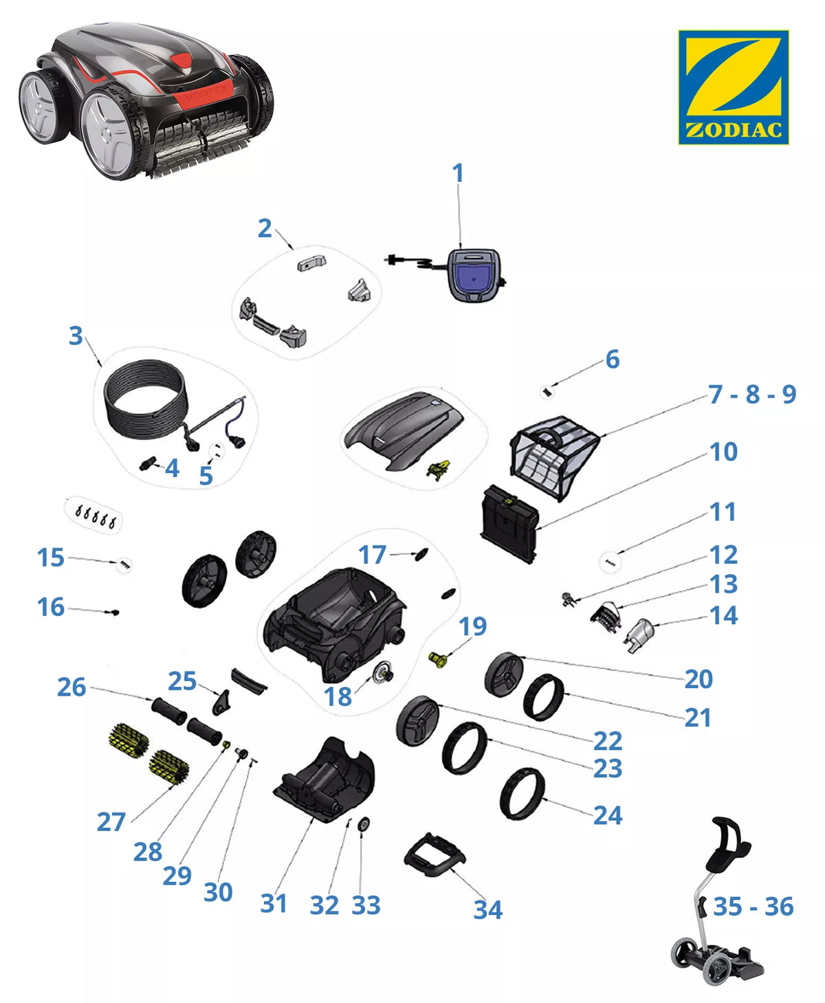 Recambios Zodiac Vortex 305