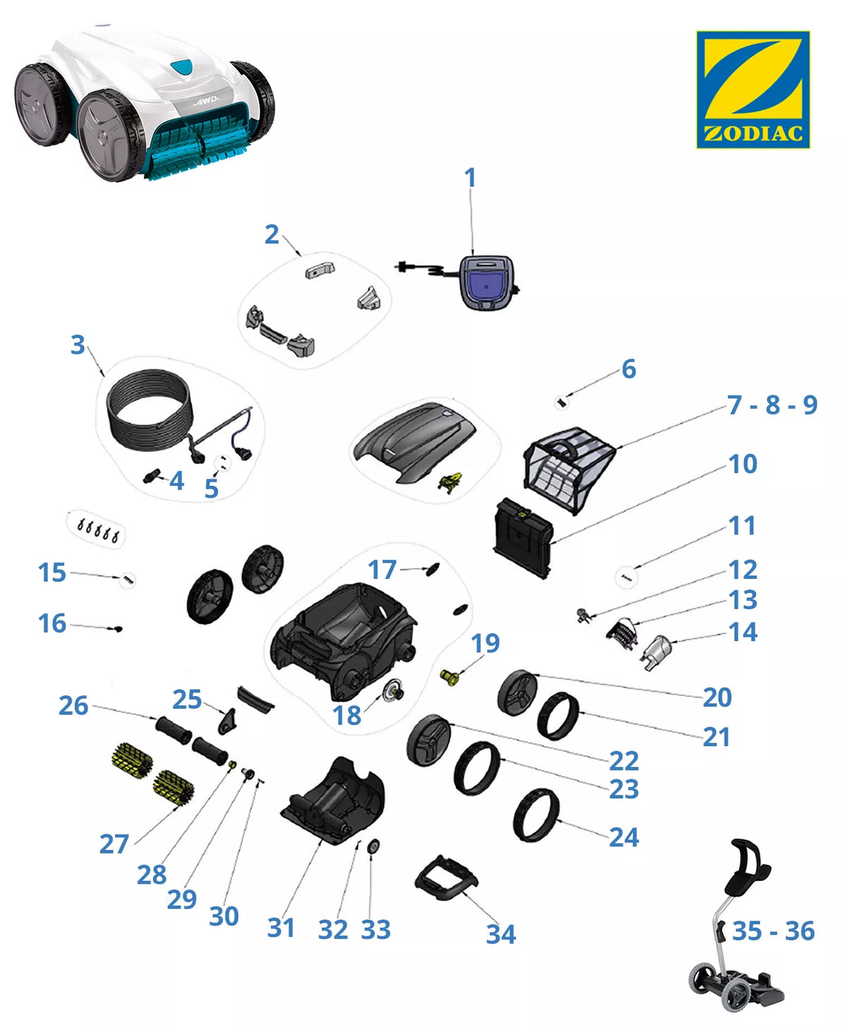 Recambios Zodiac Vortex PS 200
