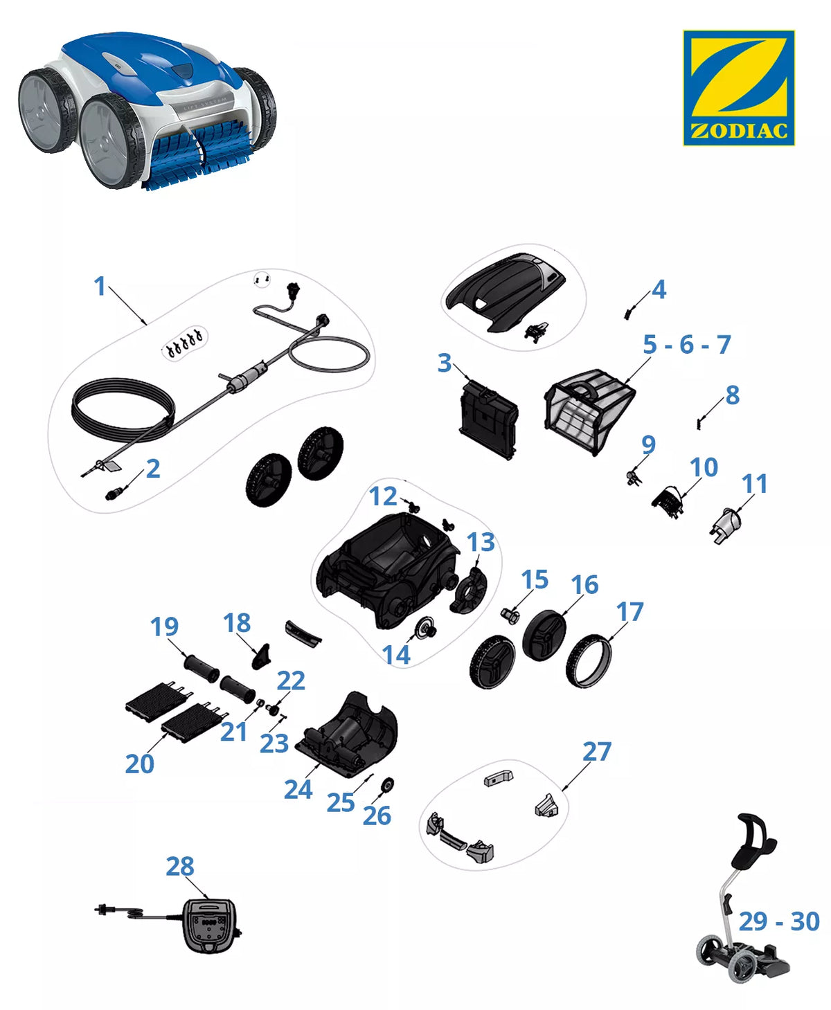 Spare parts Zodiac RV 5450