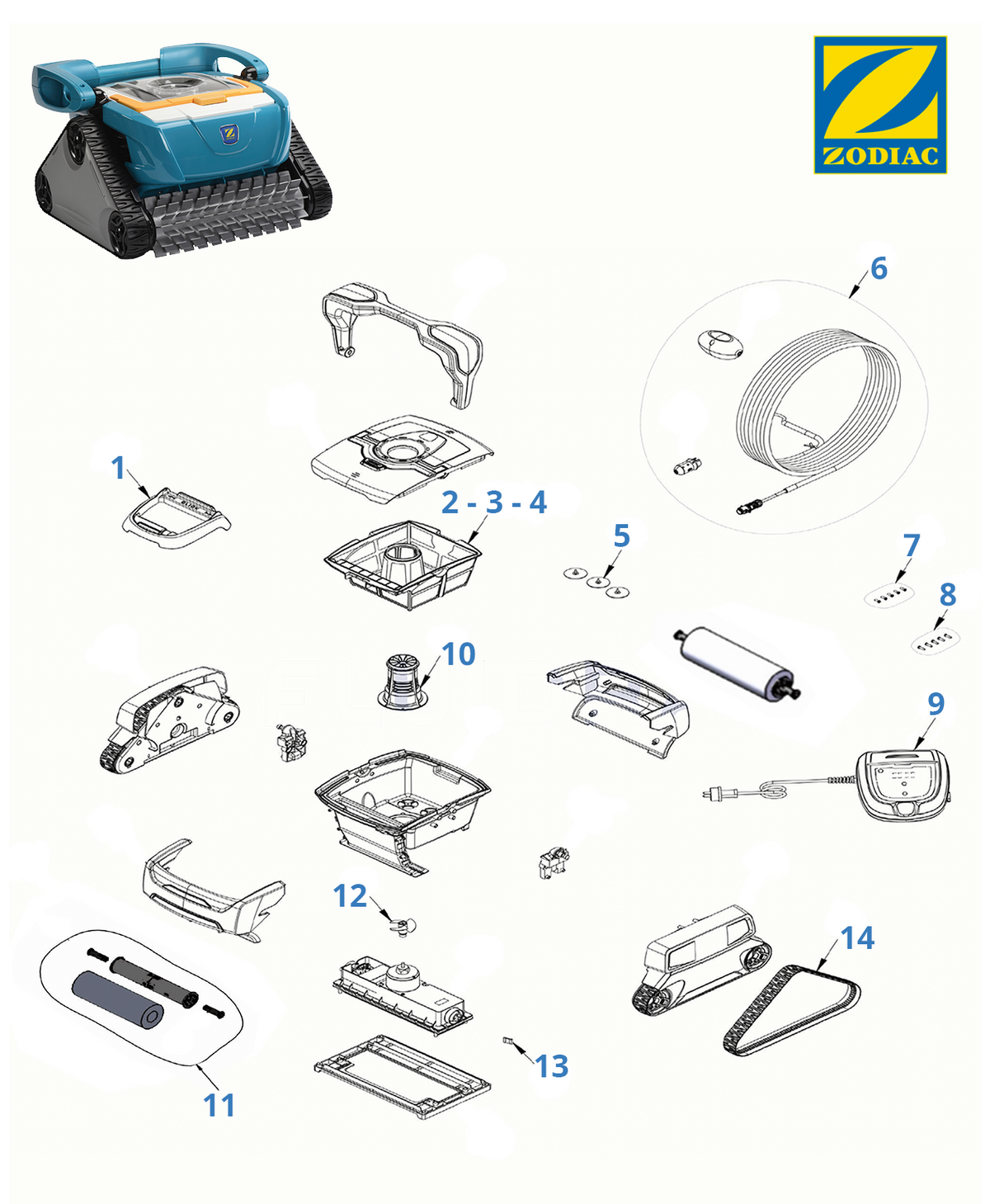 Spare parts Zodiac RC 4130 Tile