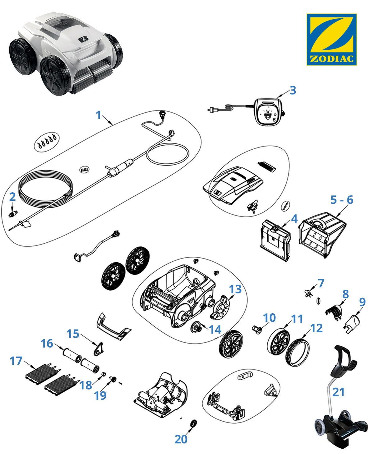 Spare parts Zodiac RA 6370 iQ Alpha iQ
