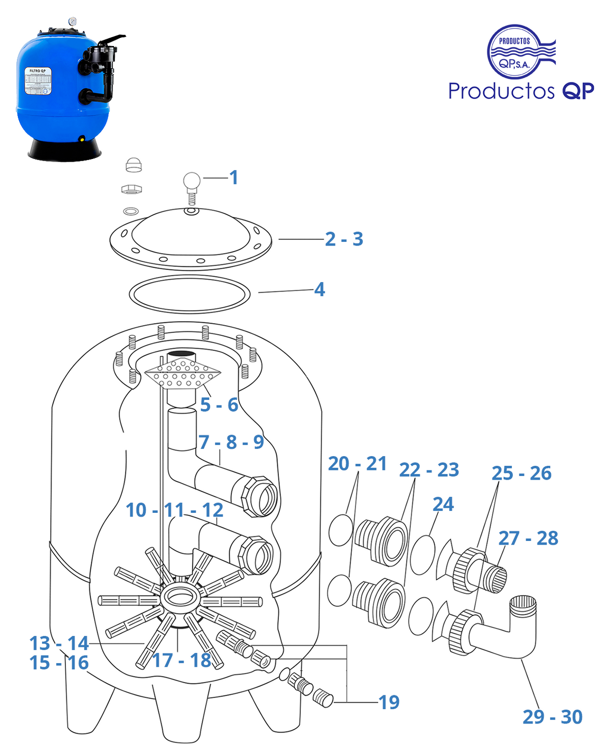 QP Azur filter parts