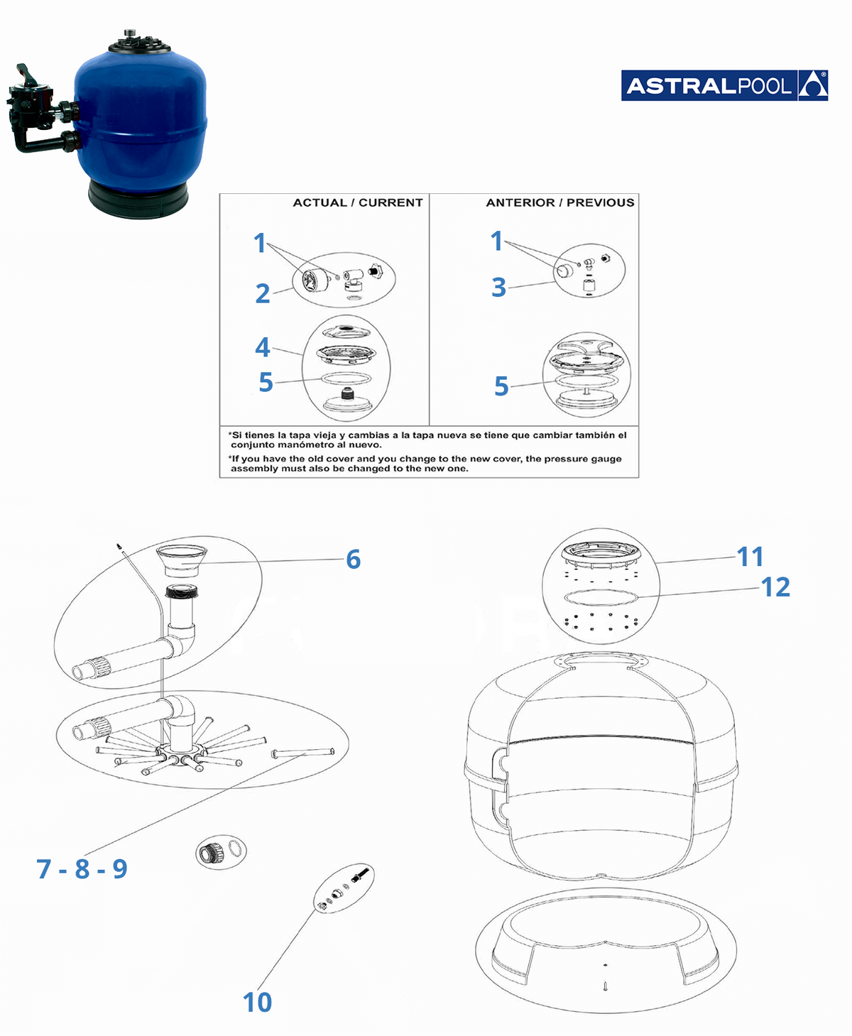 Ricambi filtro Astralpool Uve