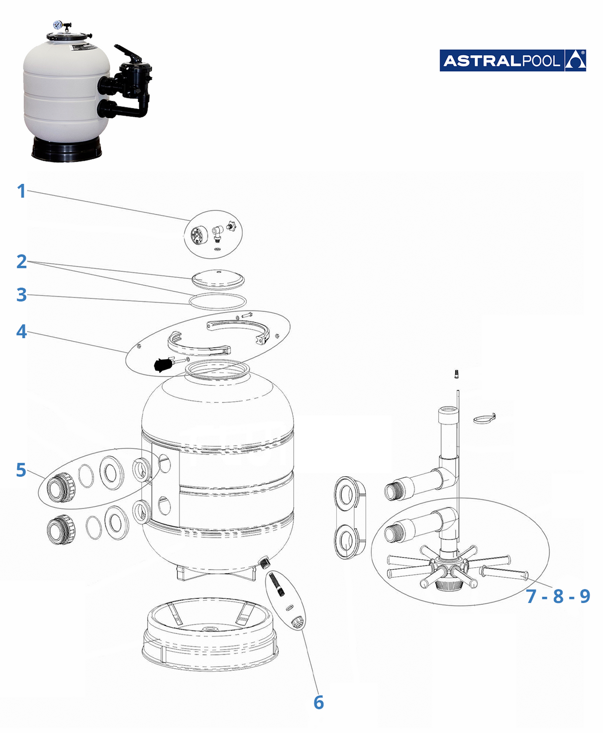 Ersatzteilfilter Astralpool Millenium seitlich (zuncho)