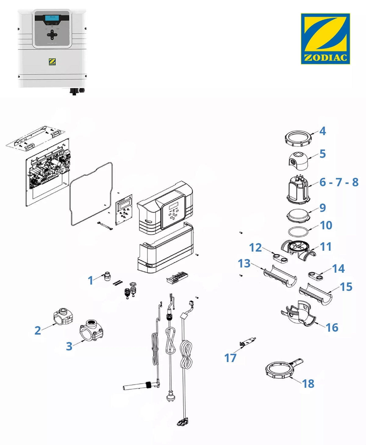 Spare parts for chlorinator Zodiac GenSalt OT