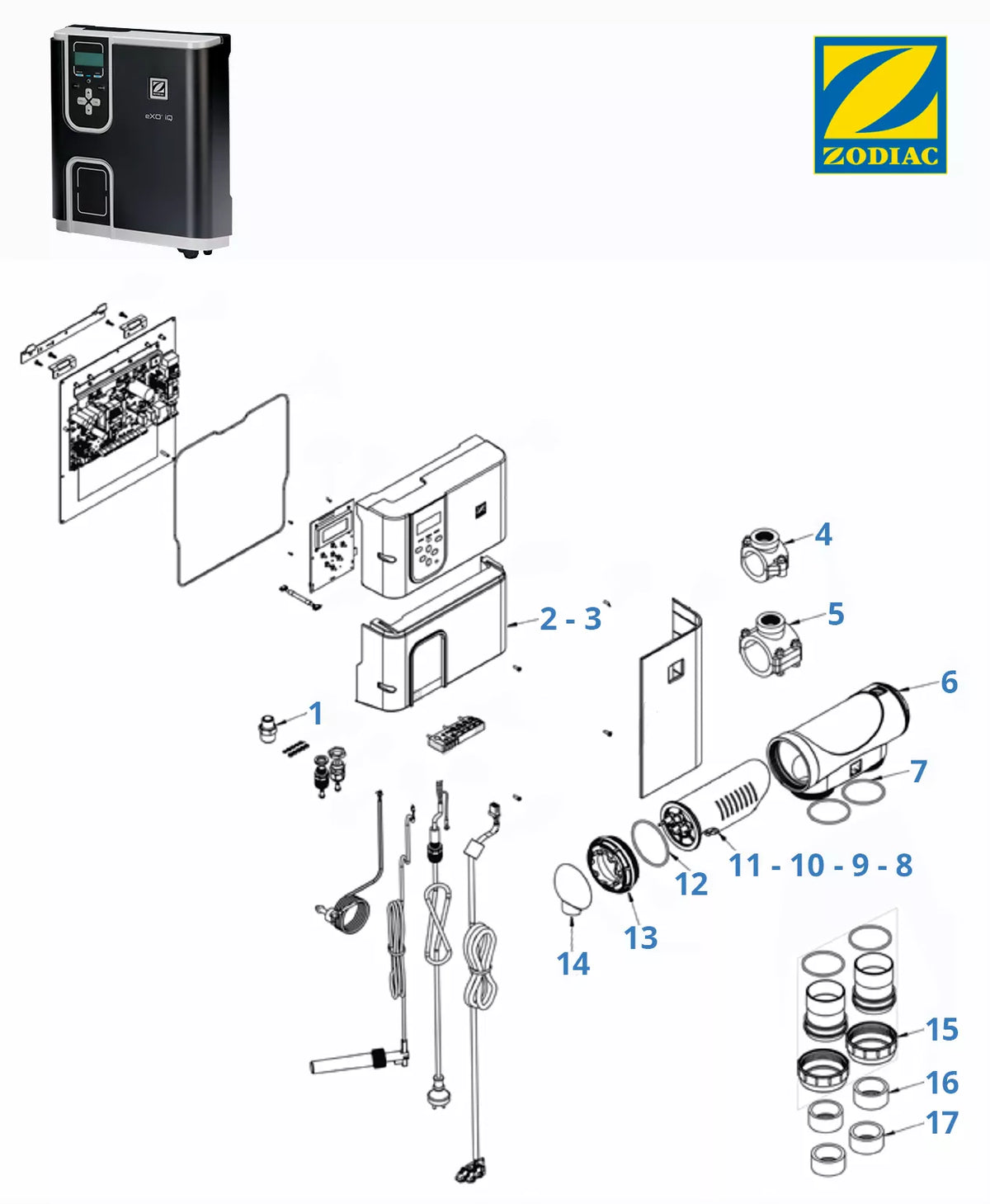 Spare parts for chlorinator Zodiac eXO iQ