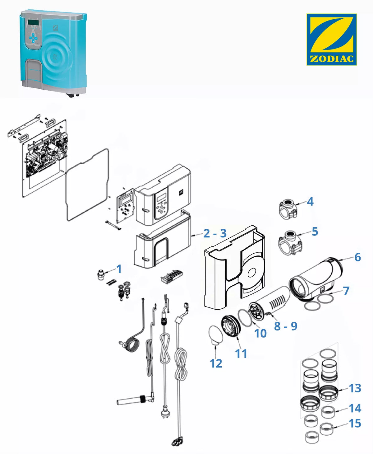 Spare parts for chlorinator Zodiac Hydroxinator iQ (MagnaPool)