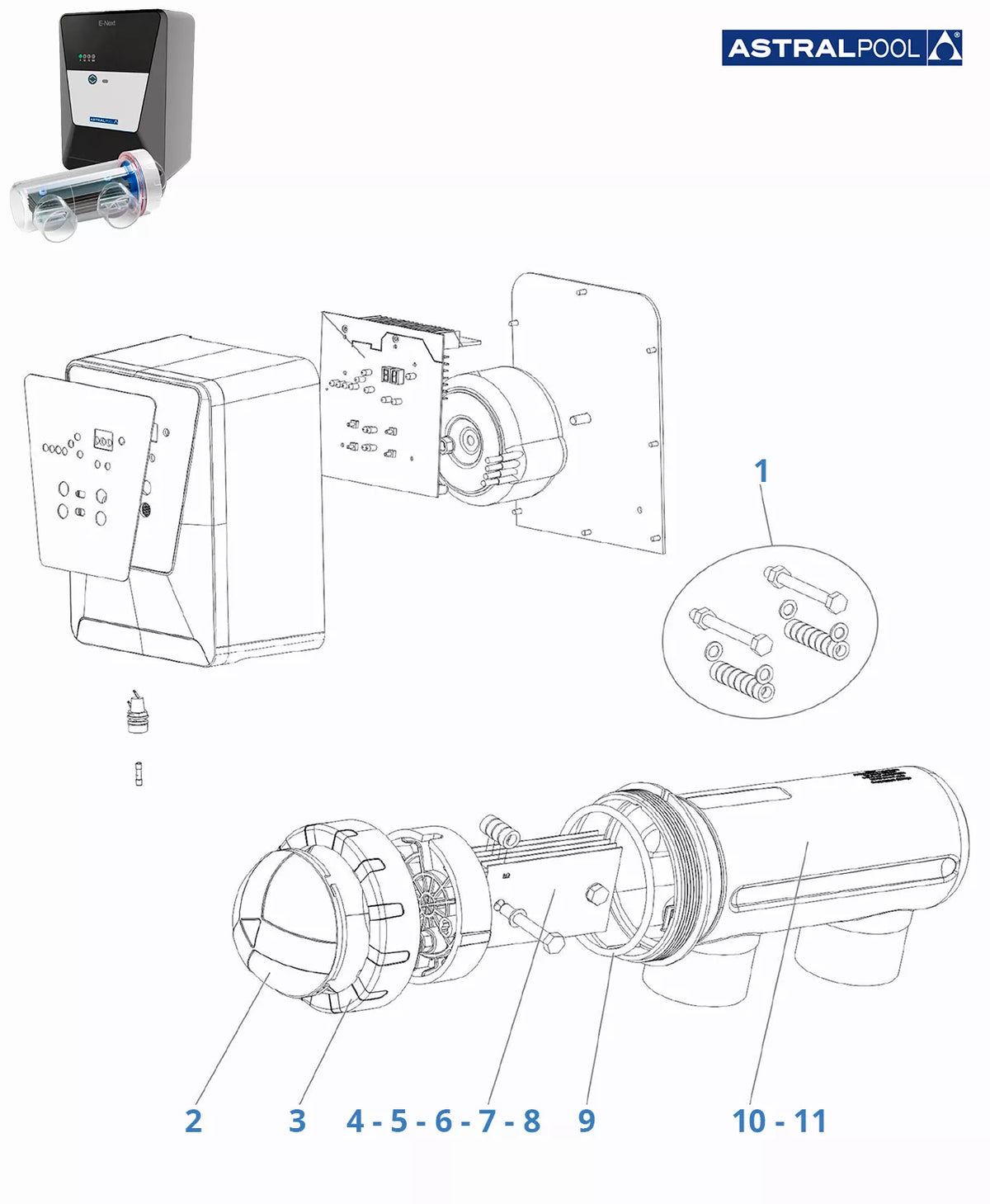 Spare parts for chlorinator Astralpool E-Next