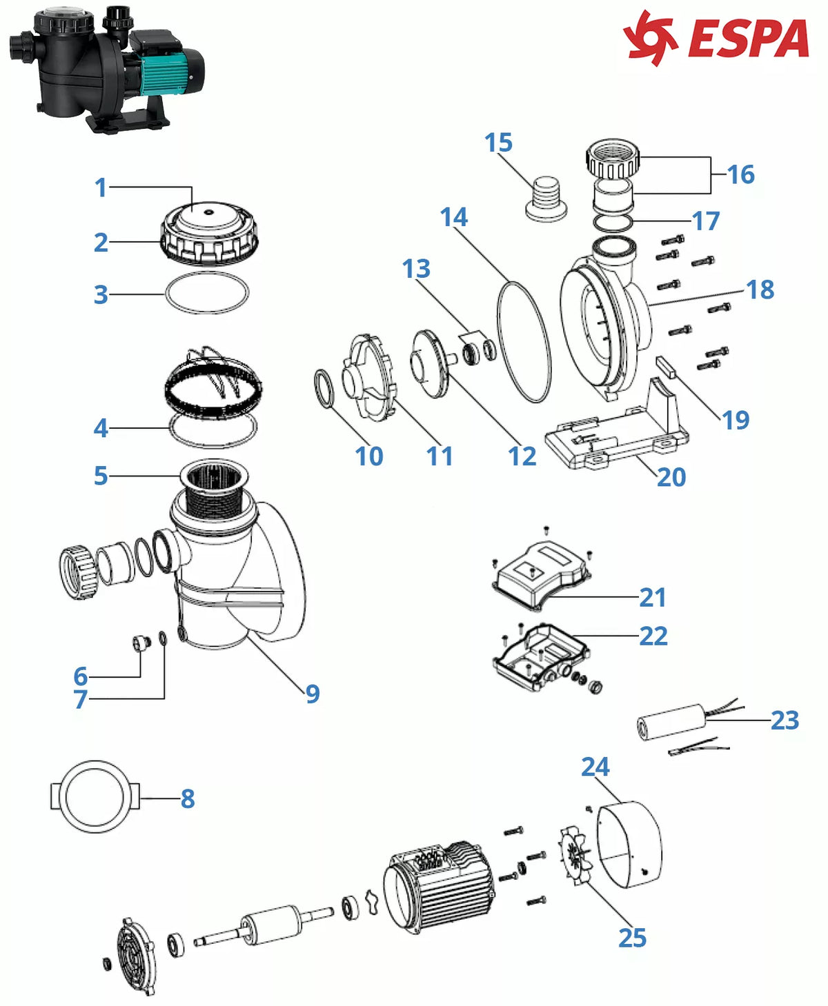 ESPA Iris pump spare parts