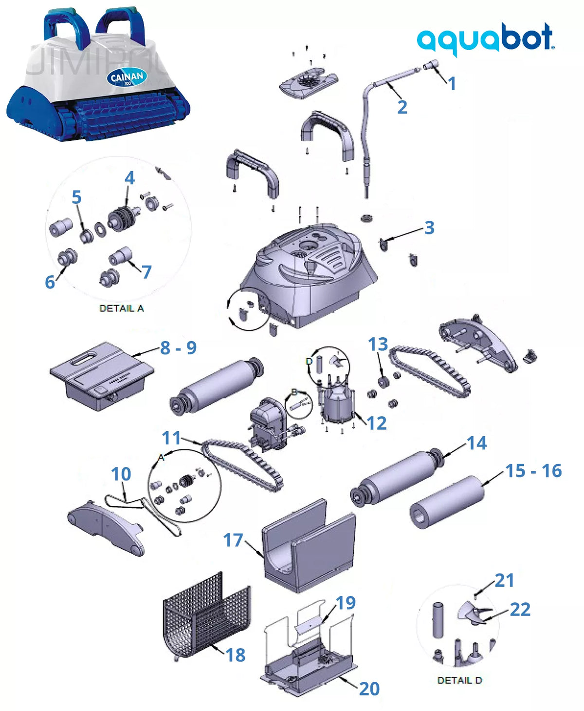 Recambios Aquabot Cainan 100