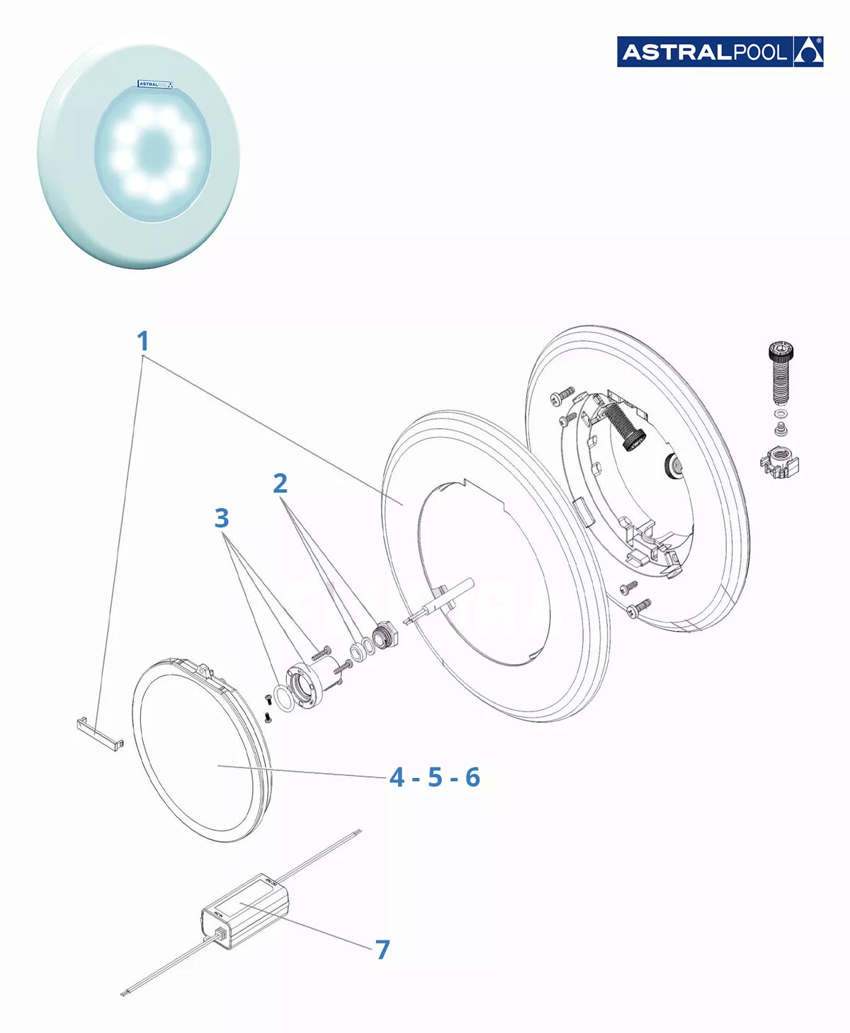 Recambios foco Astralpool FlexiNiche