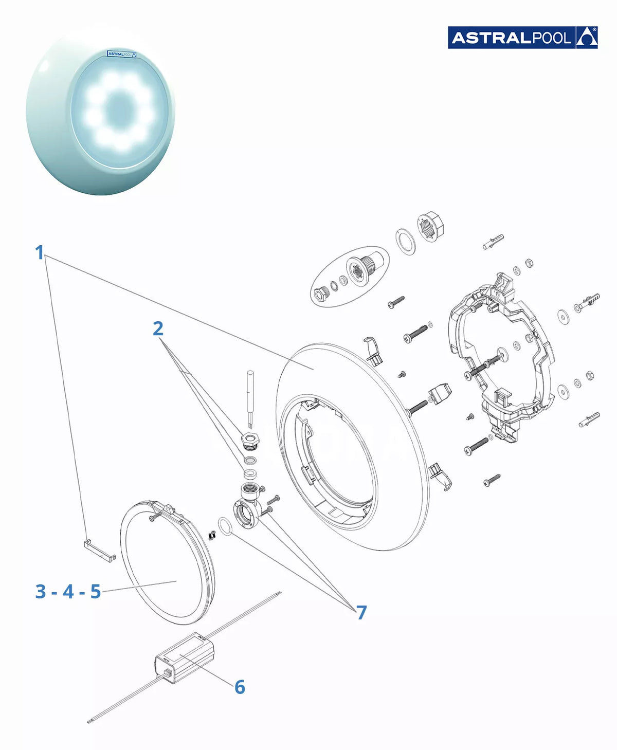 Recambios foco Astralpool FlexiSlim