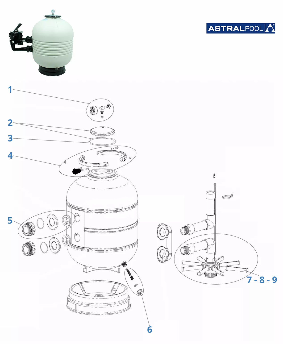 Ersatzteilfilter Astralpool M-3000 seitlich