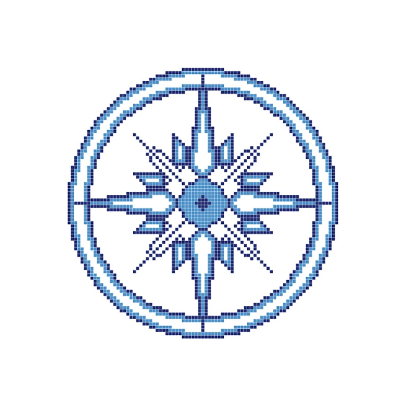 Dibujo gresite Rosa azul y blanca