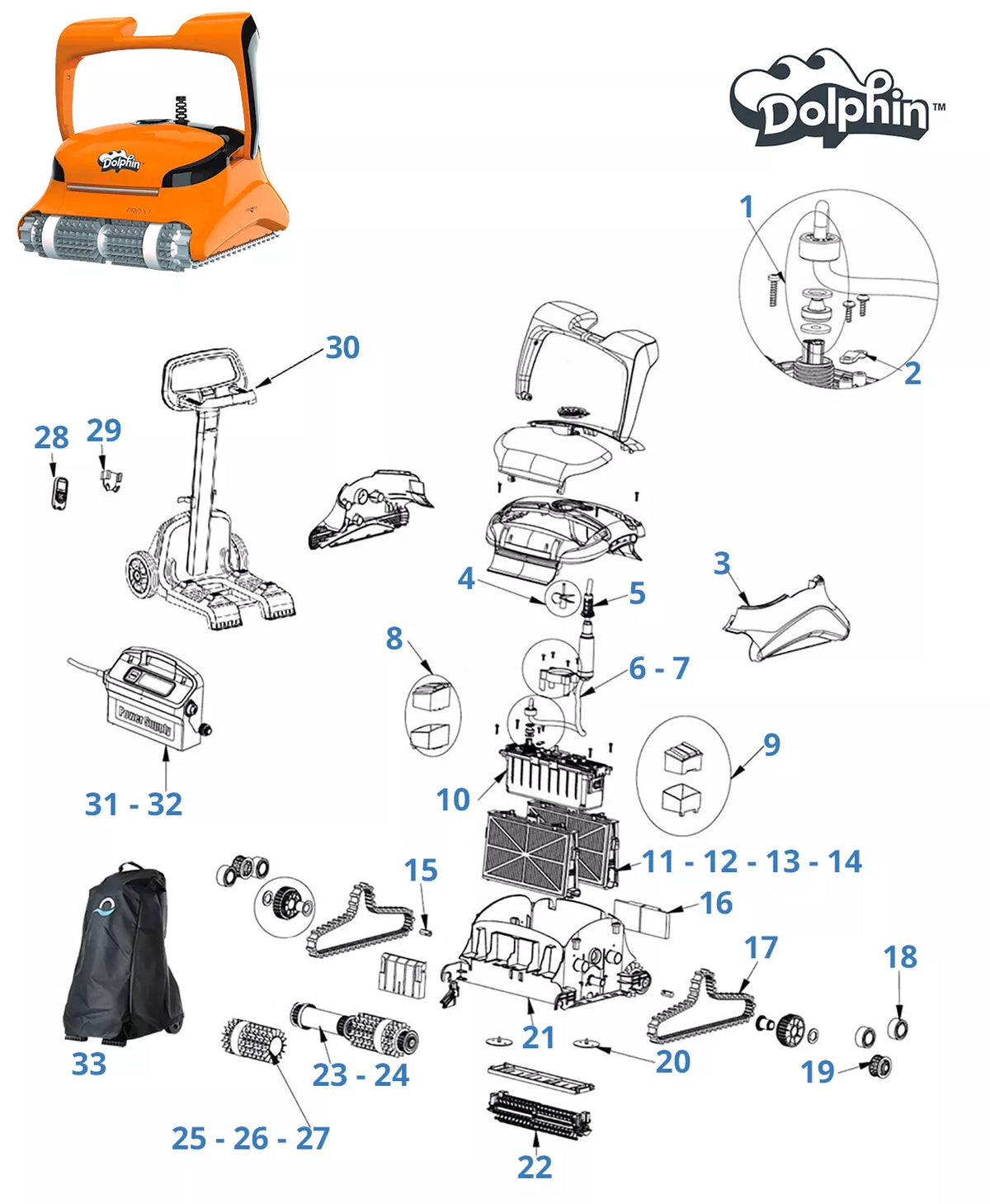 Recambios para Dolphin Pro X1