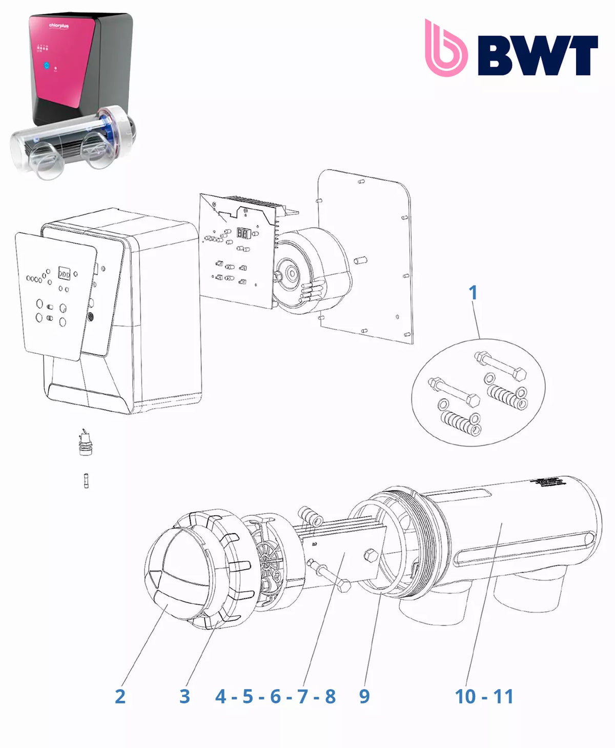 Recambios clorador BWT Chlorplus 2.0