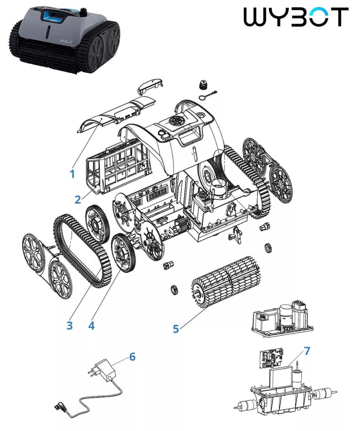 Wybot E-Tron i20 NG W3312NG Peças sobressalentes