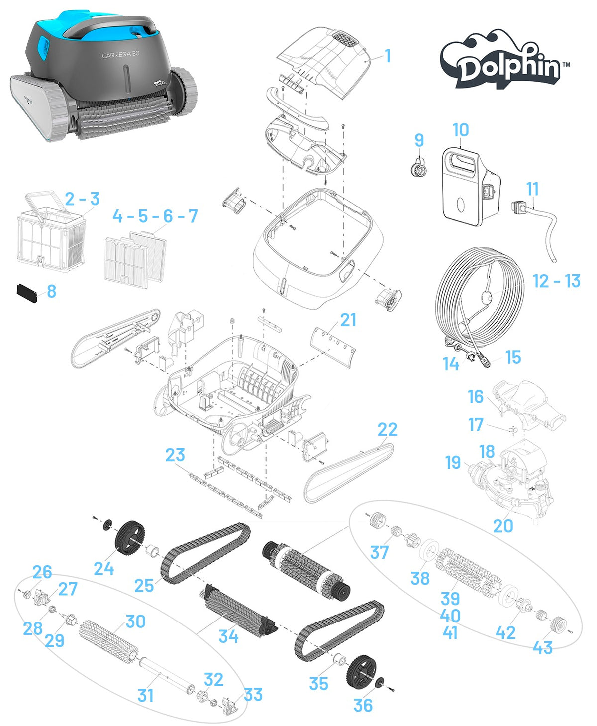 Spare parts for Dolphin Carrera 30