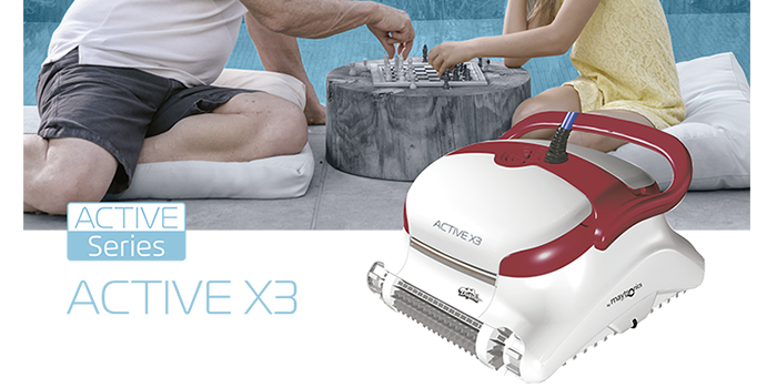 The Dolphin Active X3 pool cleaner provides reliable, convenient and cost-effective pool cleaning. Its reliable filtration method in all pool conditions and active brushing on all surfaces optimises pool hygiene.